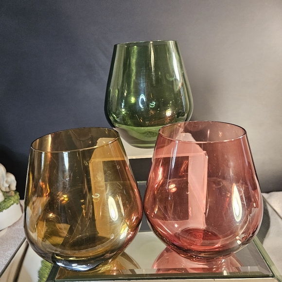Lenox Tuscany Harvest Stemless Wine Glasses Tumblers 3 Color Jewel tone - Picture 1 of 9